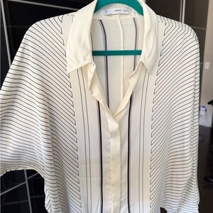 Mango Cream and Black Striped Dress Shirt
